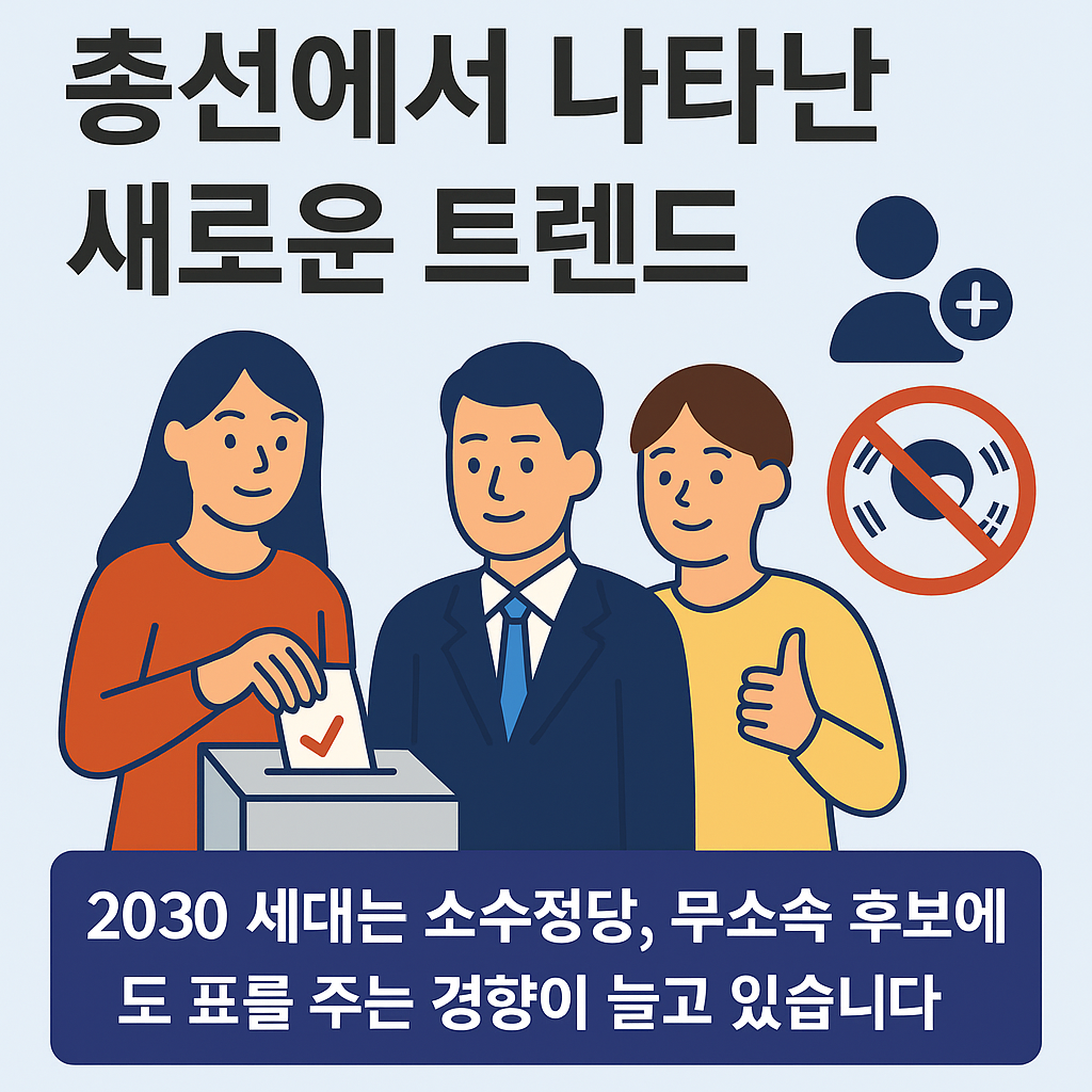 총선에서 나타난 2030 세대의 새로운 트렌드를 보여주는 인포그래픽