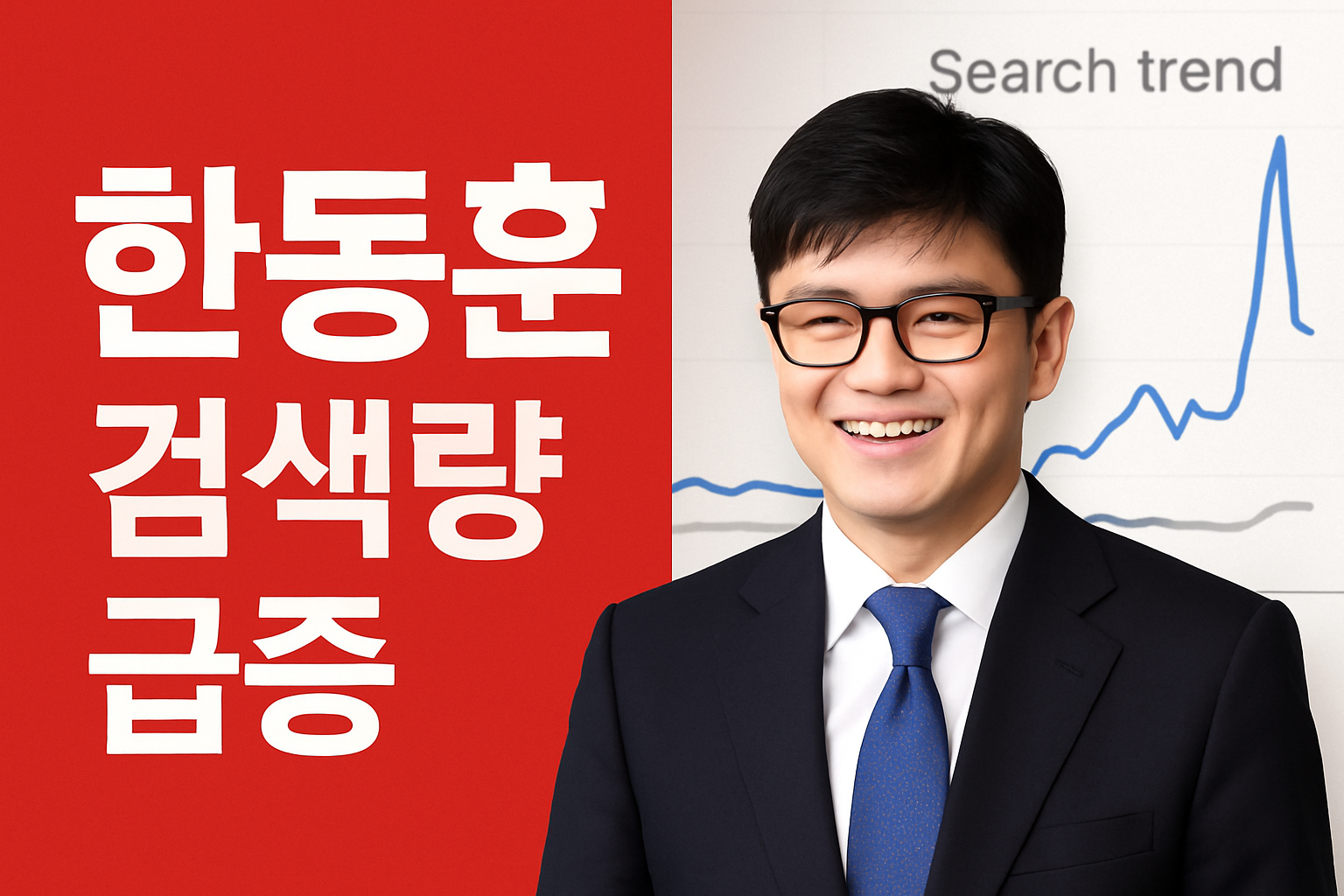 한동훈 후보의 검색량 급증을 강조한 썸네일