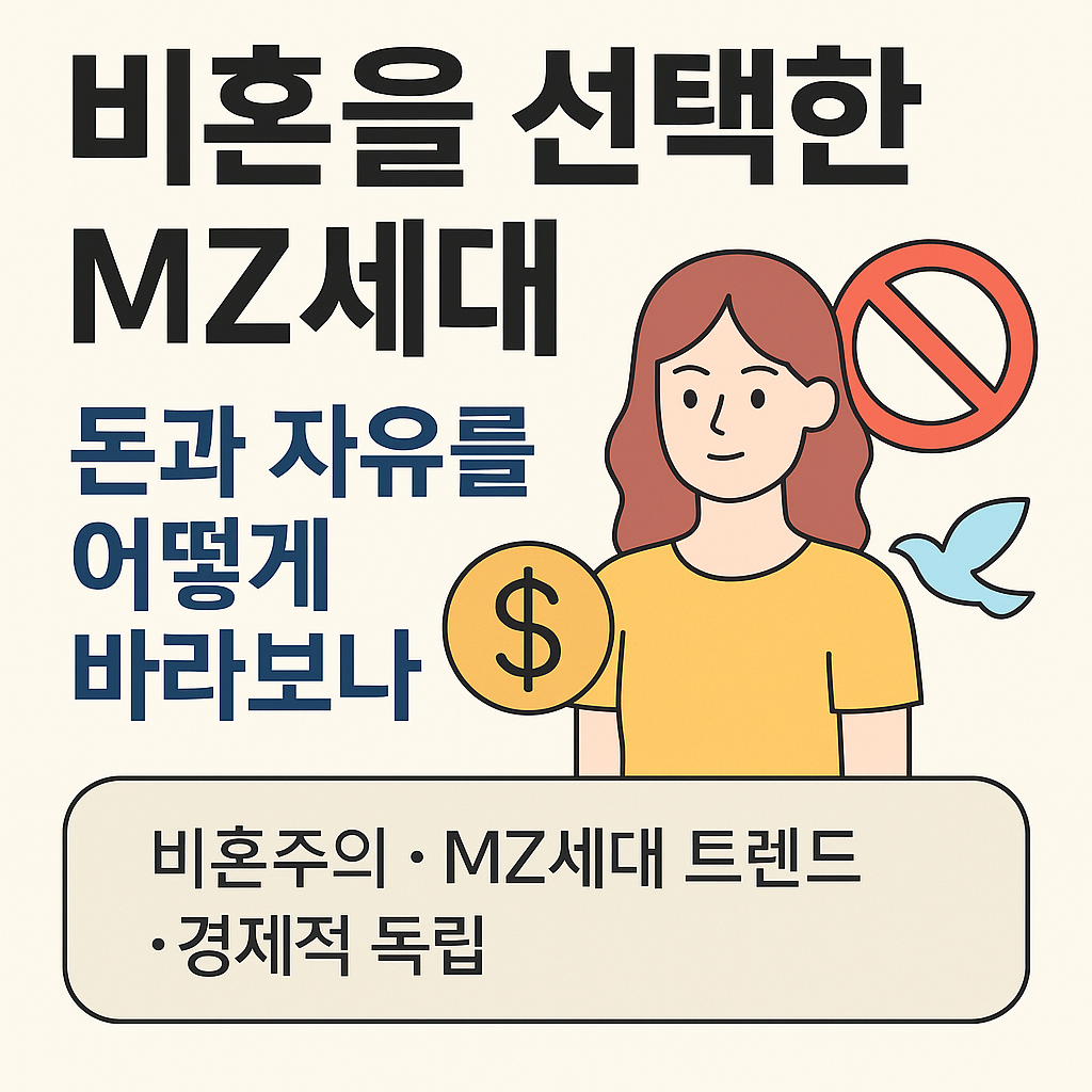 비혼을 선택한 MZ세대의 돈과 자유에 대한 관점을 나타낸 썸네일