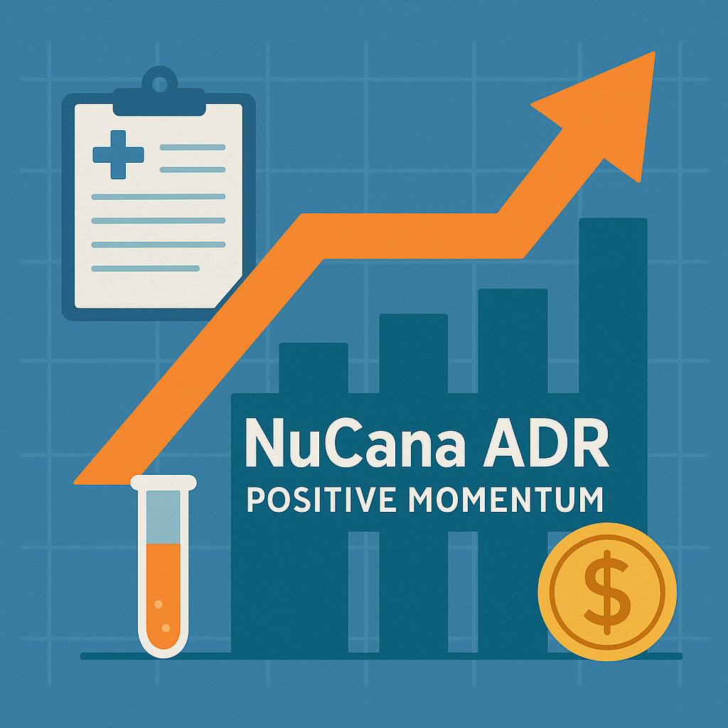 NuCana ADR 긍정적 임상 및 재무 호재 이미지를 상징하는 그래프 일러스트