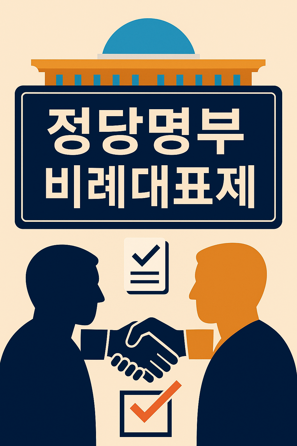정당명부 비례대표제의 개념과 구조를 표현한 일러스트