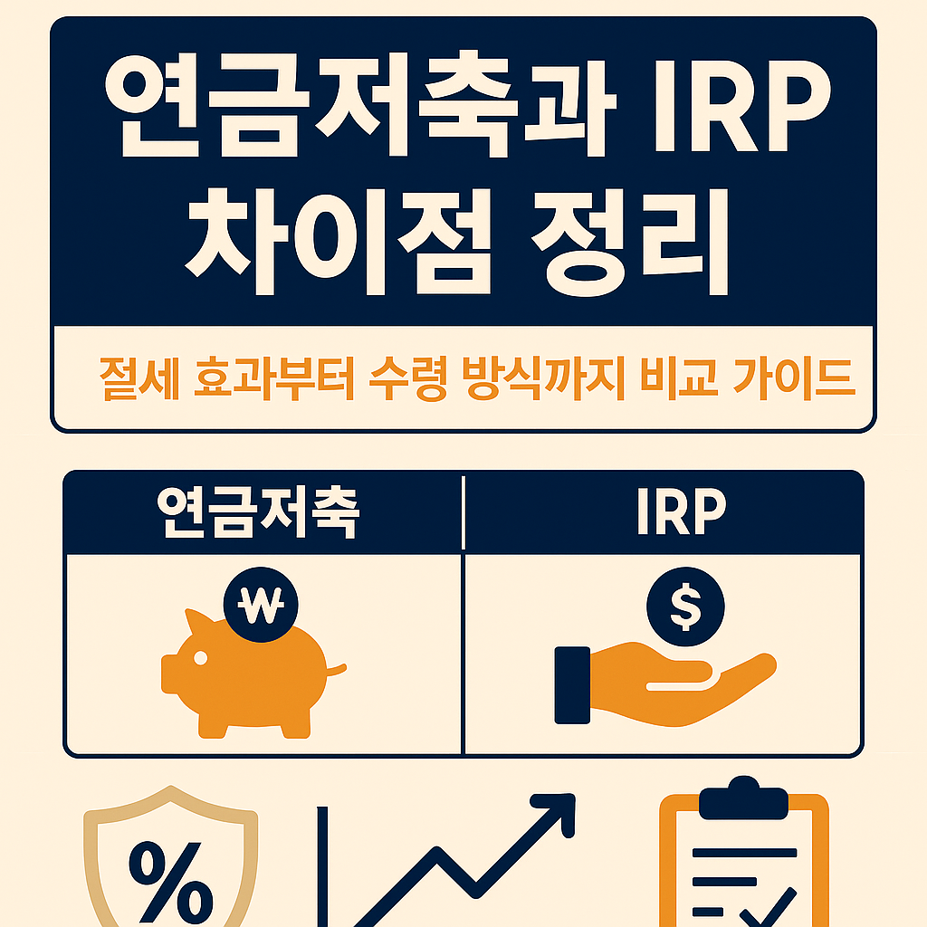 연금저축과 IRP를 시각적으로 비교한 재테크 인포그래픽