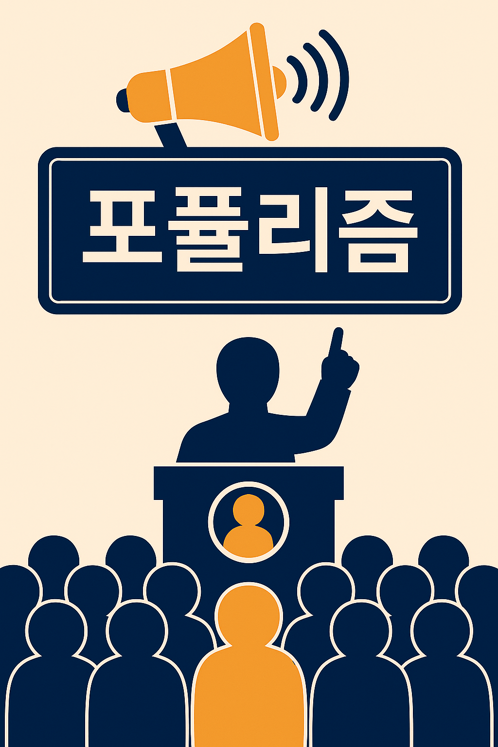 연설하는 정치인과 대중을 묘사한 포퓰리즘 개념 이미지