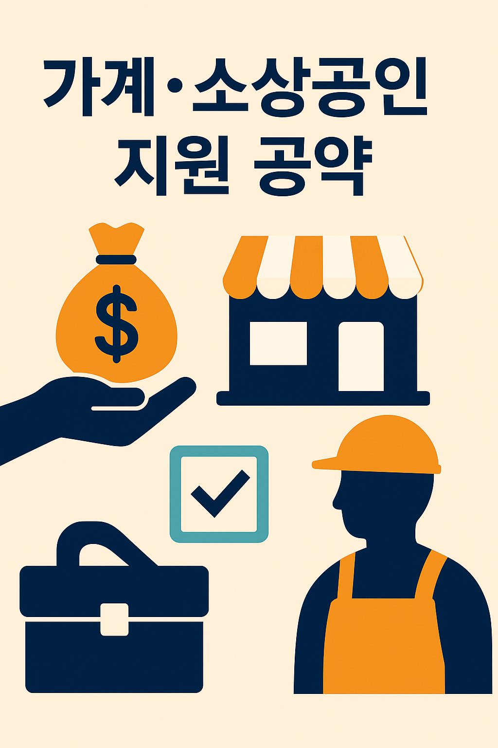 가계·소상공인 지원 공약을 상징적으로 표현한 일러스트 이미지
